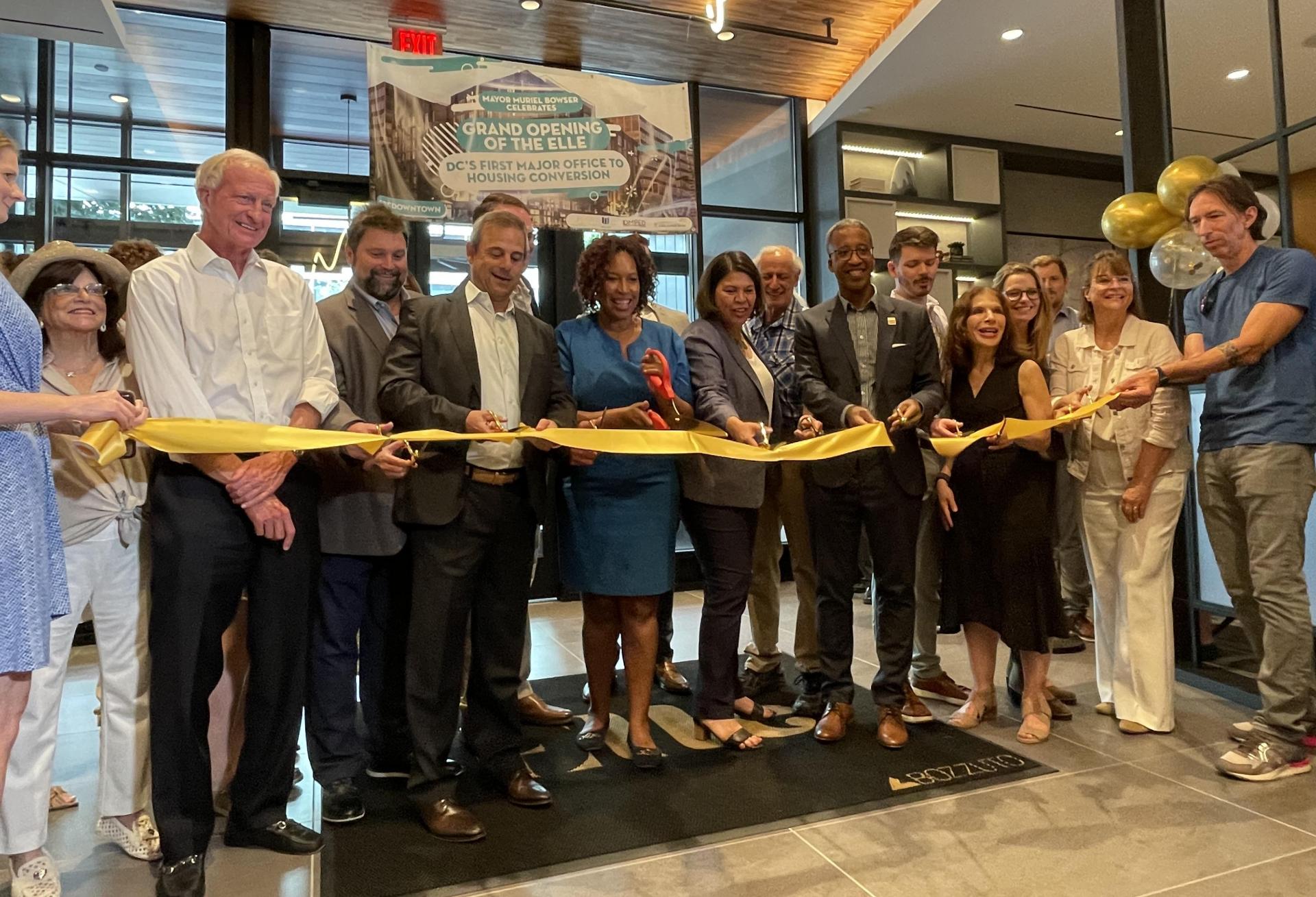 Mayor Muriel Bowser was joined by city officials and Willco President Gary Cohen for a ribbon cutting at Elle.