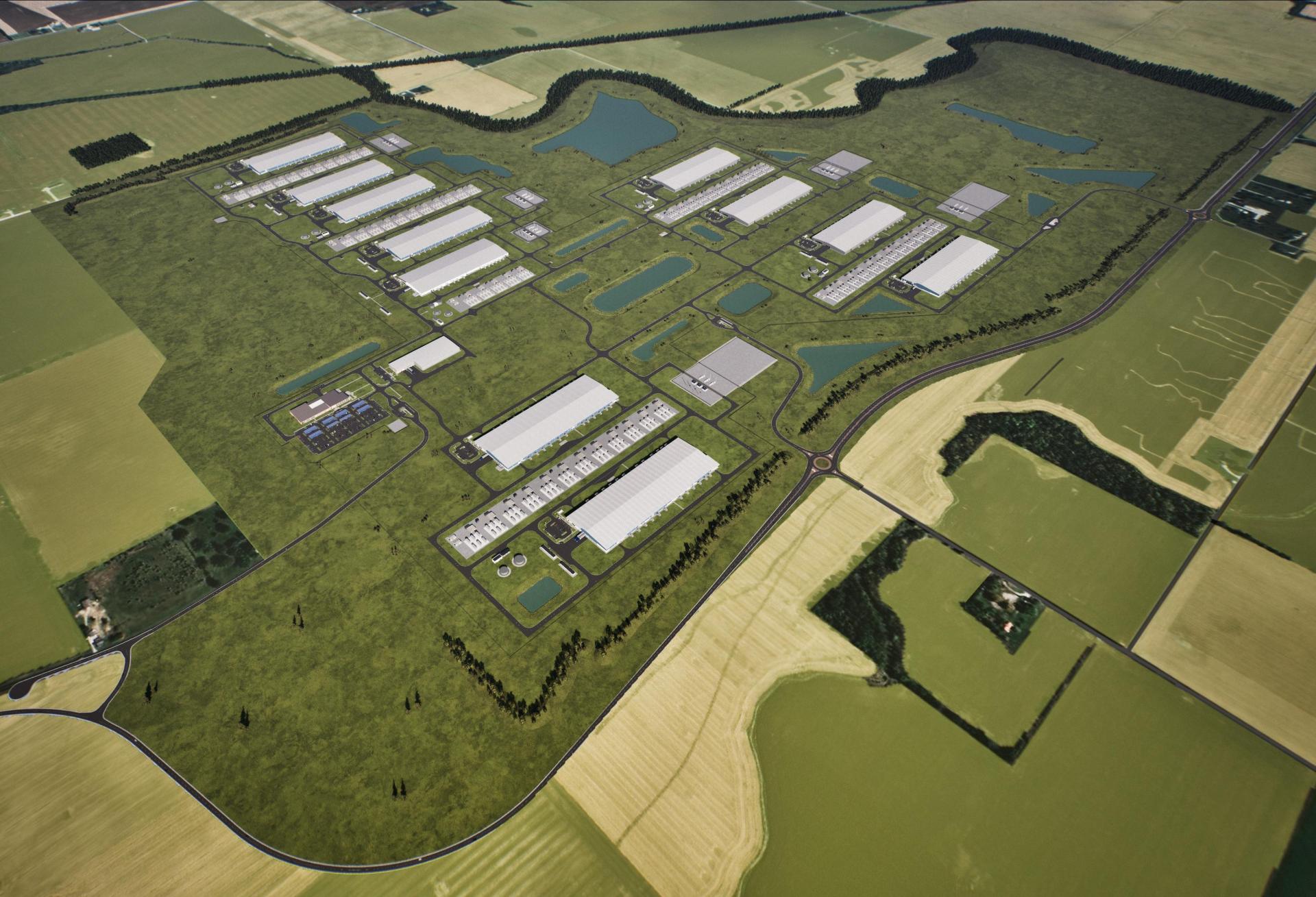 Rendering of Meta's planned data center campus in Lebanon, Indiana.