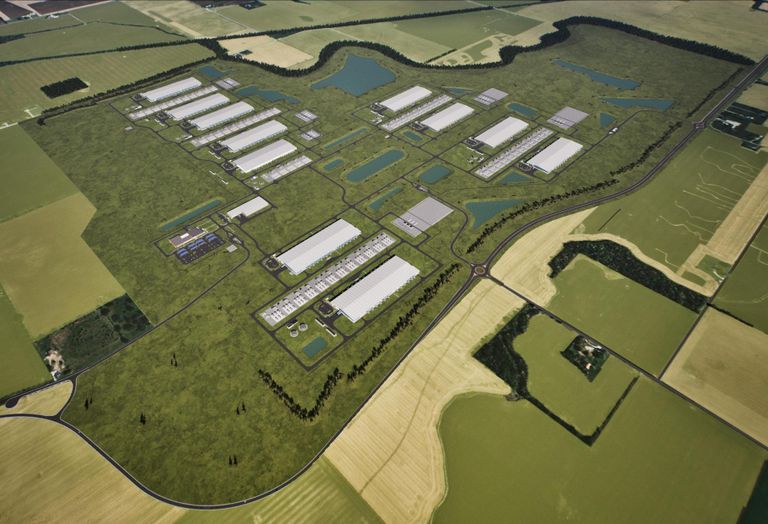 Rendering of Meta's planned data center campus in Lebanon, Indiana.