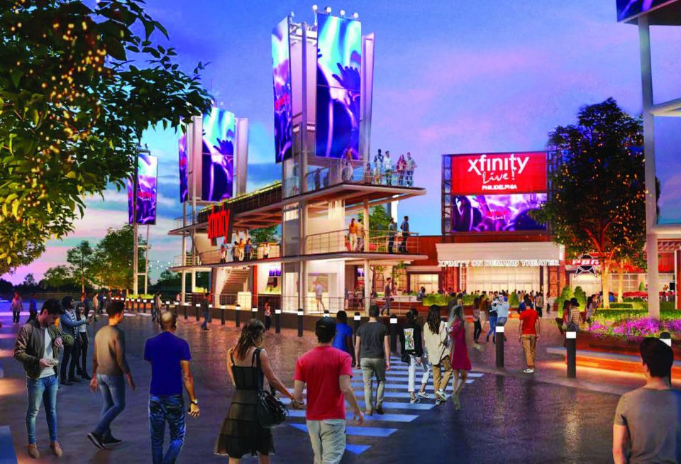 A rendering of what the renovated Xfinity Live! outdoor area might look like. Construction is set to complete by 2026.