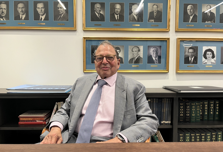 Douglas Durst in the library at REBNY's 570 Lexington Ave. headquarters.