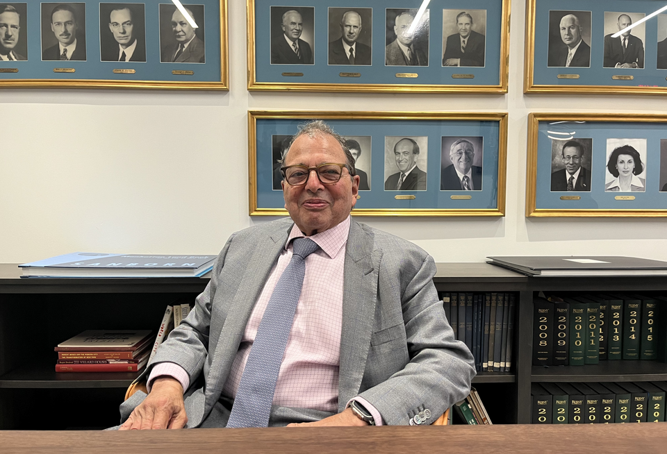 Douglas Durst in the library at REBNY's 570 Lexington Ave. headquarters.