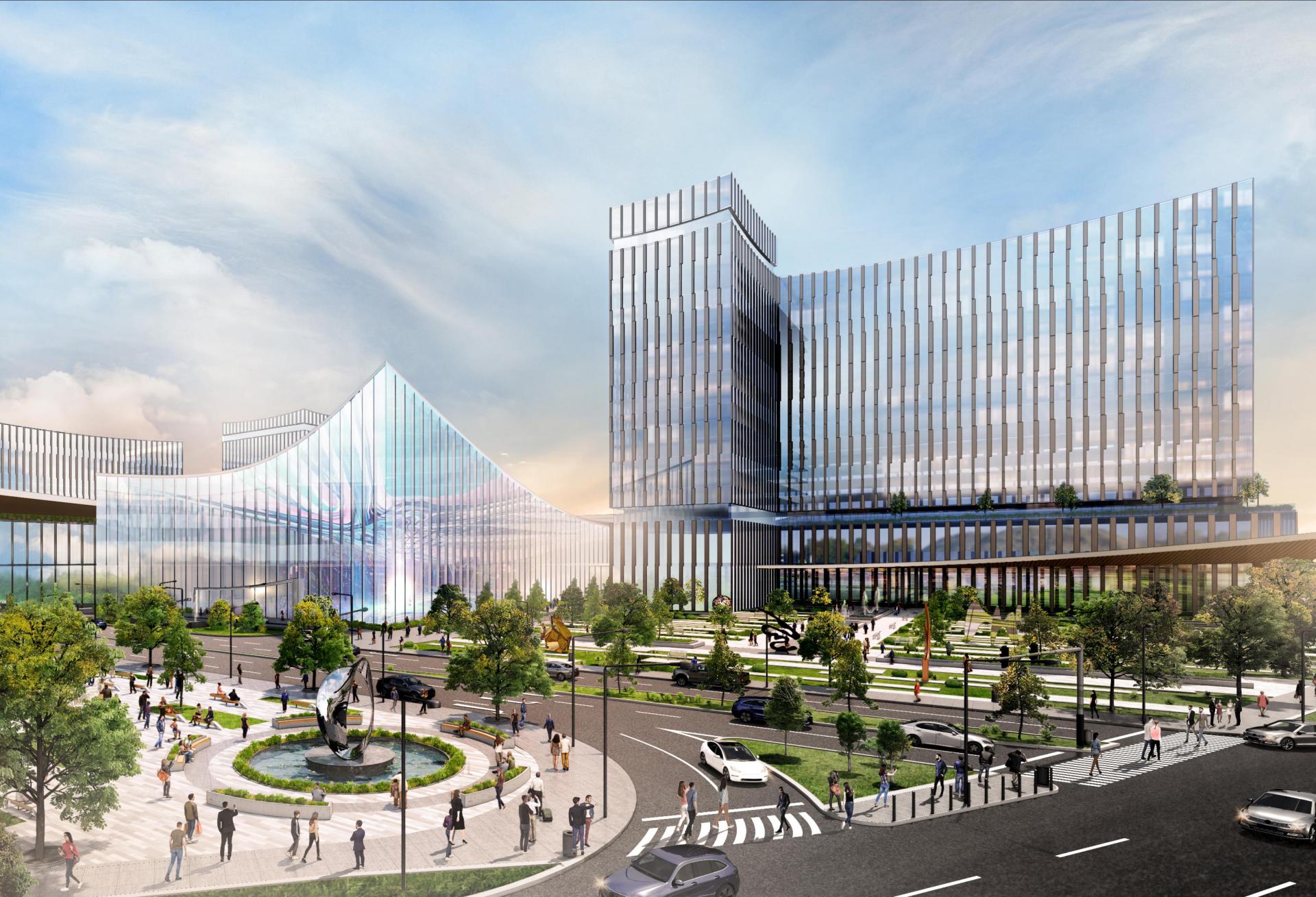 A rendering of the planned redevelopment of Nassau Coliseum, being led by Las Vegas Sands