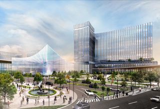 A rendering of the planned redevelopment of Nassau Coliseum, being led by Las Vegas Sands