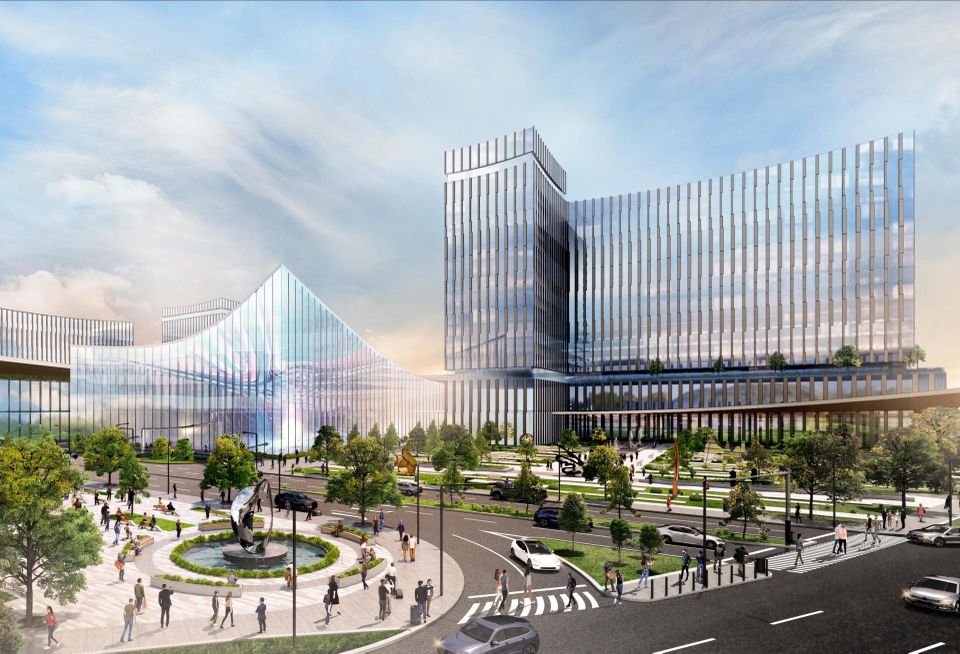 A rendering of the planned redevelopment of Nassau Coliseum, being led by Las Vegas Sands