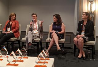 Post Brothers Senior Vice President of Development Sarina Rose, Philadelphia Director of Planning and Development Anne Fadullon, JLL Research Director Lauren Gilchrist and Brookfield Properties Retail Vice President Andrea Lukens in 2019