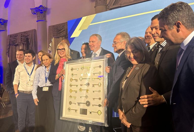 Ken Griffin recieving keys to cities in Miami Dade County
