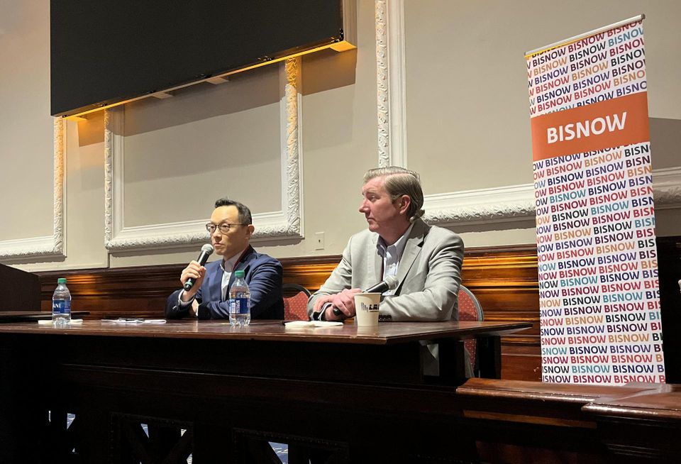 Brookfield Properties' Taek Park and Gil-Bar Health & Life Science's Jack Conway onstage at Bisnow's 2024 New York Construction & Development event.