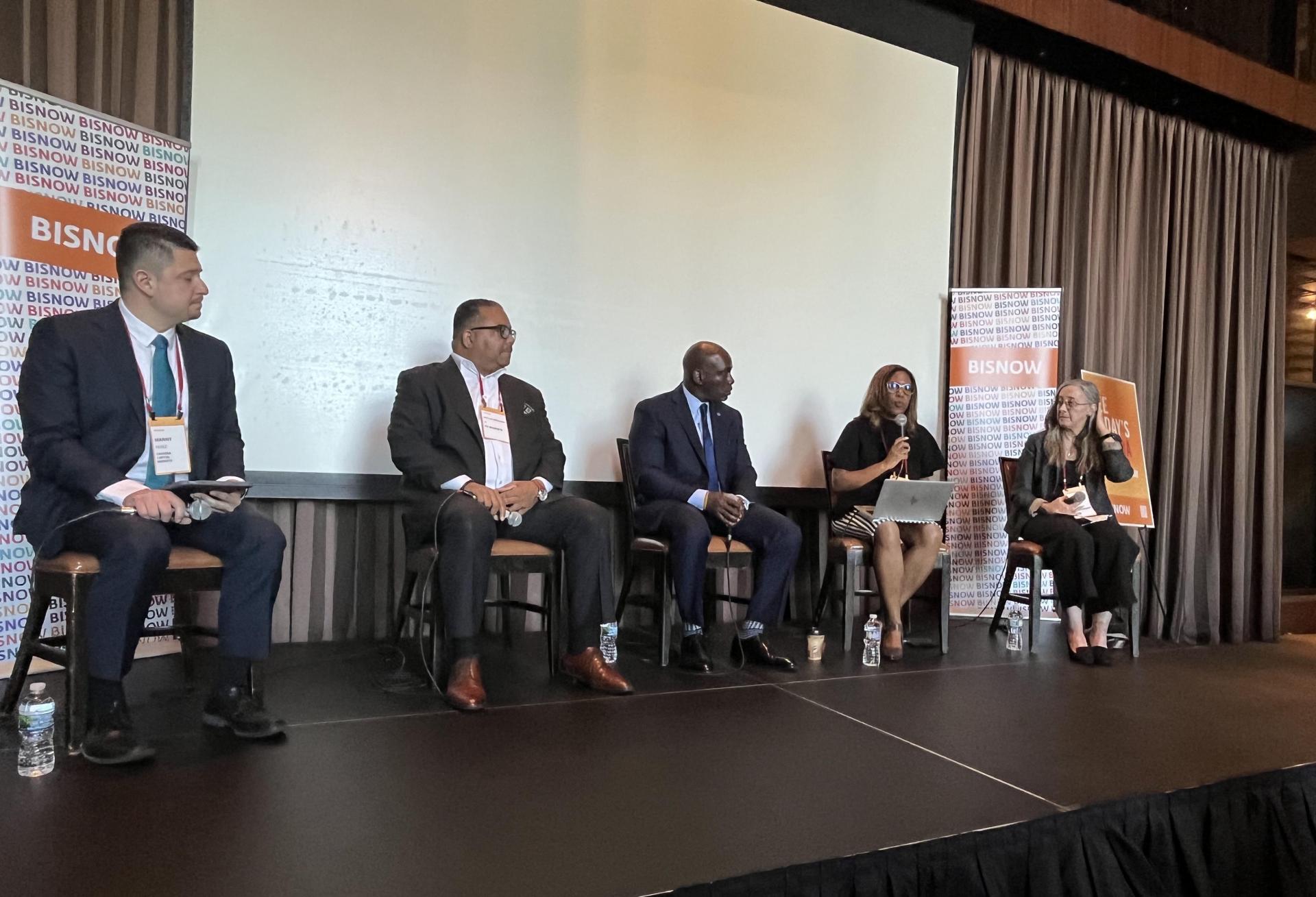 Cabrera Capital Markets' Manny Pérez, P3 Markets' Phillip Beckham III, City of Chicago's John Roberson, Cook County Land Bank Authority's Jessica Caffrey and Farpoint Development's Suzanne Kahle