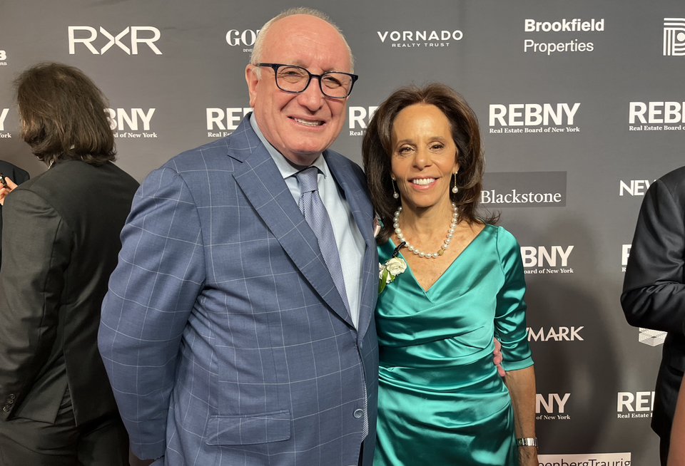 Cushman & Wakefield's Bruce Mosler and Himmel + Meringoff's Leslie Himmel on REBNY's red carpet.