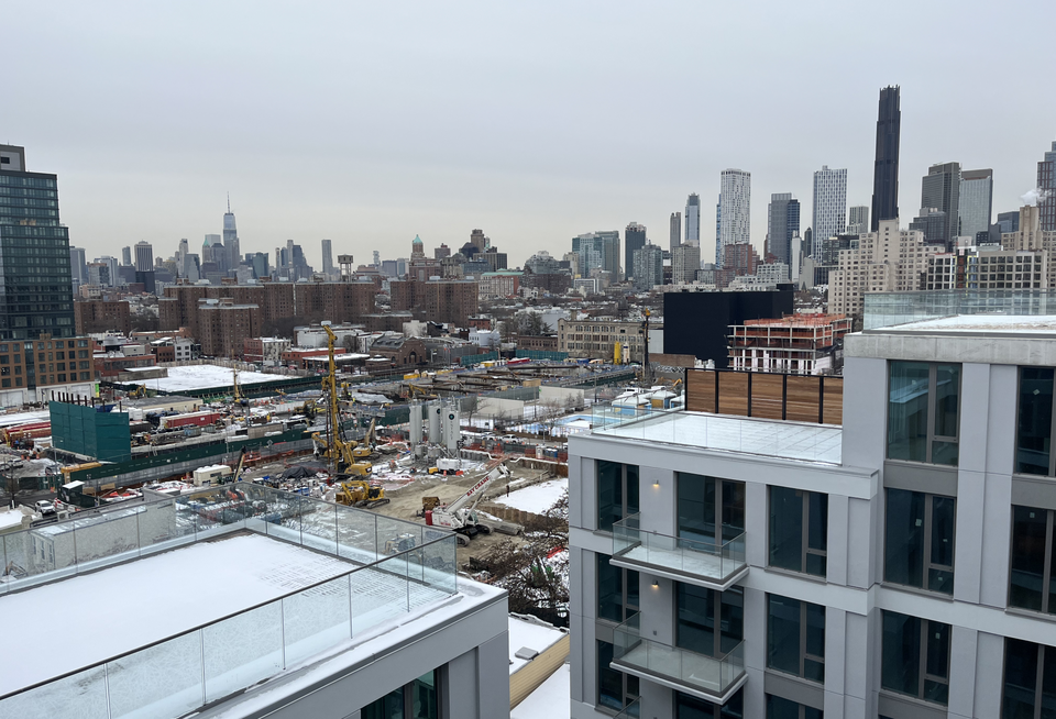 The view from Union Channel's rooftop, where residents will be able to see the Gowanus Canal as well as Lower Manhattan and Downtown Brooklyn, even with the projects set to rise in between them.
