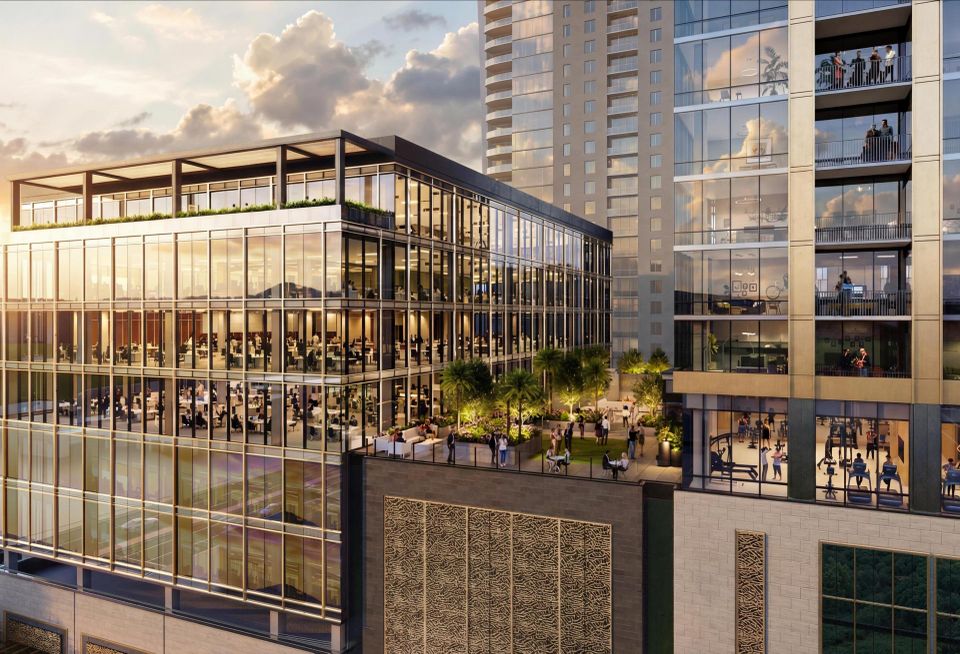 Rendering of the seventh floor amenity deck at 2811 Kirby