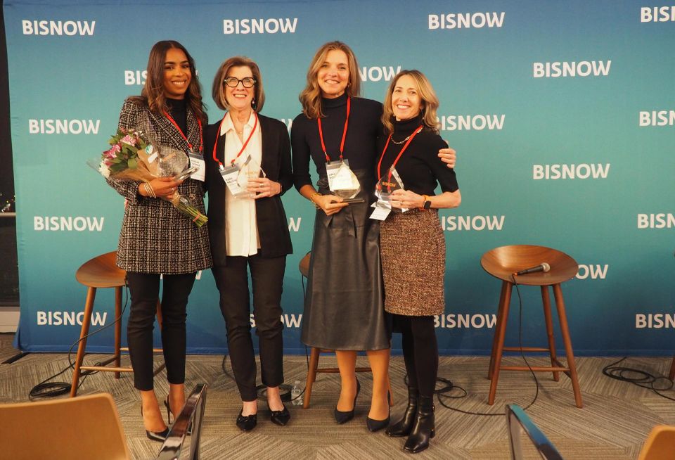 FCP's Moriah Thomas Parker, EagleBank's Barb Mackin, JLL's Amy Bowser and JLL's Elizabeth Cooper were among the honorees for Dealmaker of the Year at Bisnow's D.C. Region Women Leading Real Estate awards ceremony on Dec. 6, 2022.