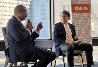 The Boston Planning & Development Agency's James Arthur Jemison and The Mount Vernon Co.'s Bruce Percelay discussing the future of Boston development. 
