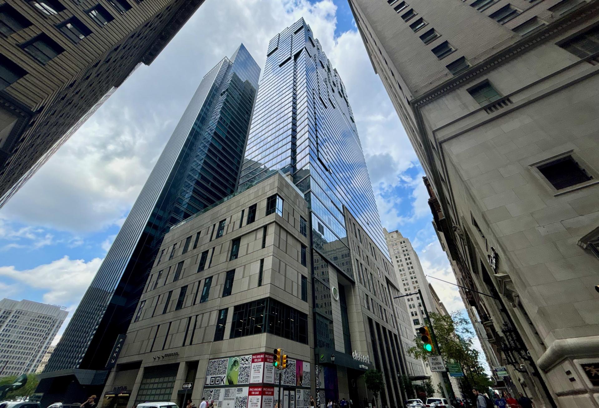Center City's mixed-use Packard Building on the southwest corner of Chestnut Street and 15th Street in Philadelphia.