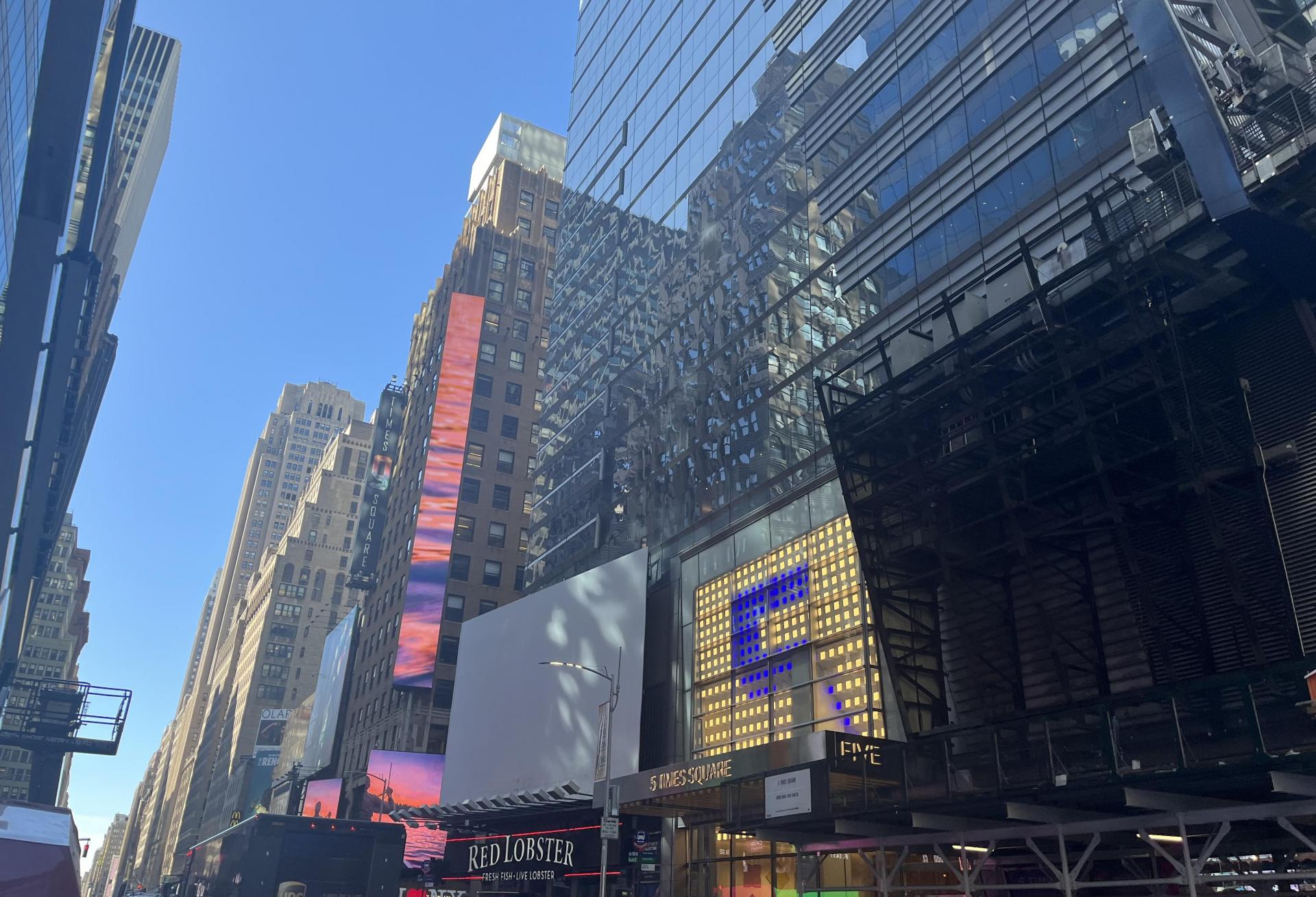 The exterior of the base of 5 Times Square.