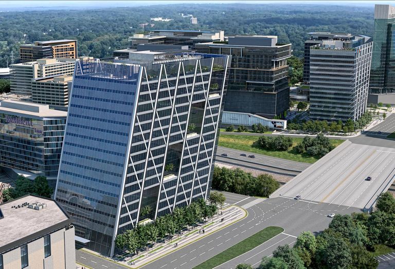 Plans for a companion office to 1900 Reston Center Plaza across Dulles Toll Road.