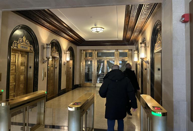 The landmarked lobby at 351 Ninth Ave., known as Morgan North.