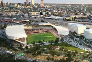 A rendering of the proposed Denver NWSL team stadium