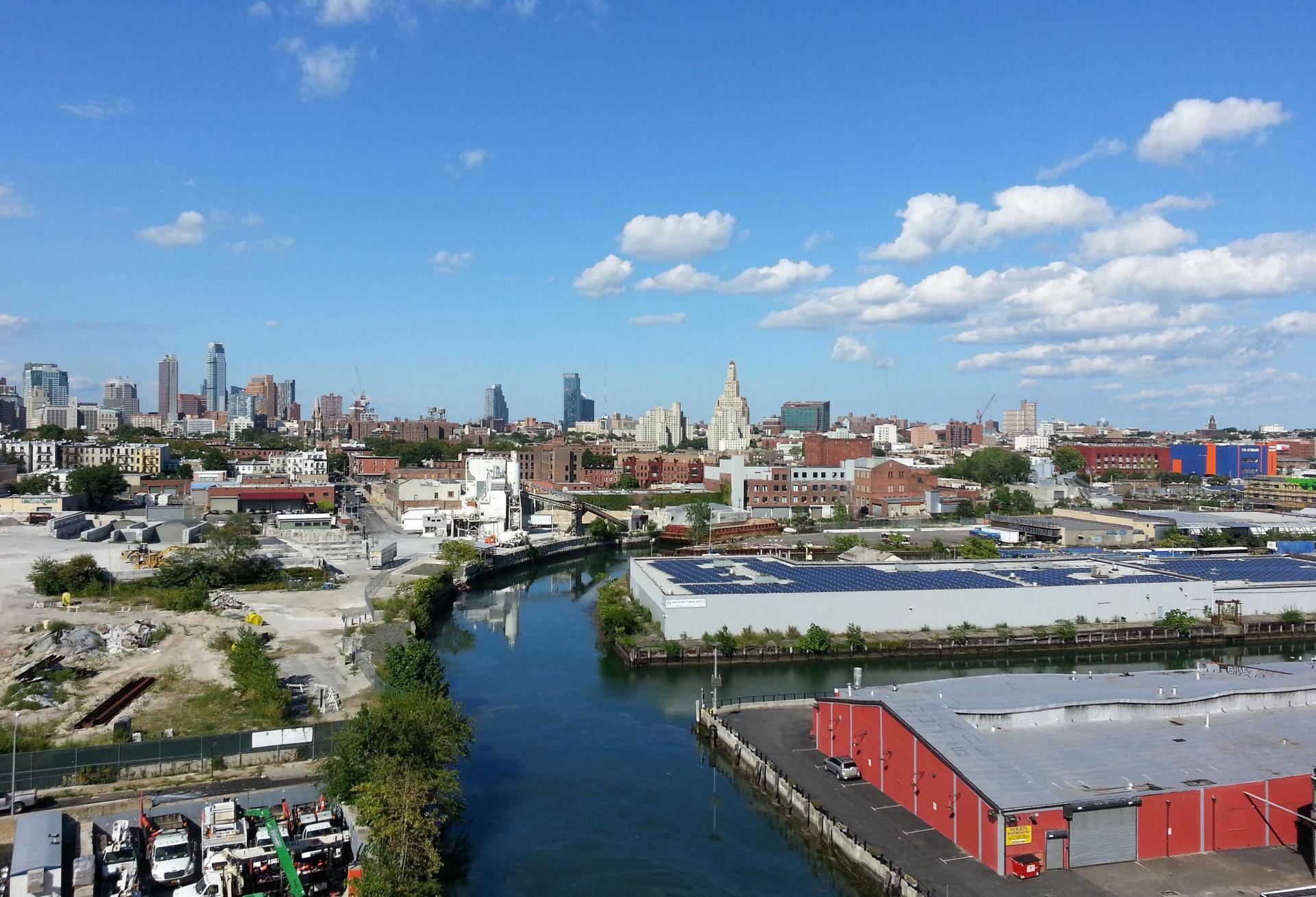 Warehouse, city skyline, dock