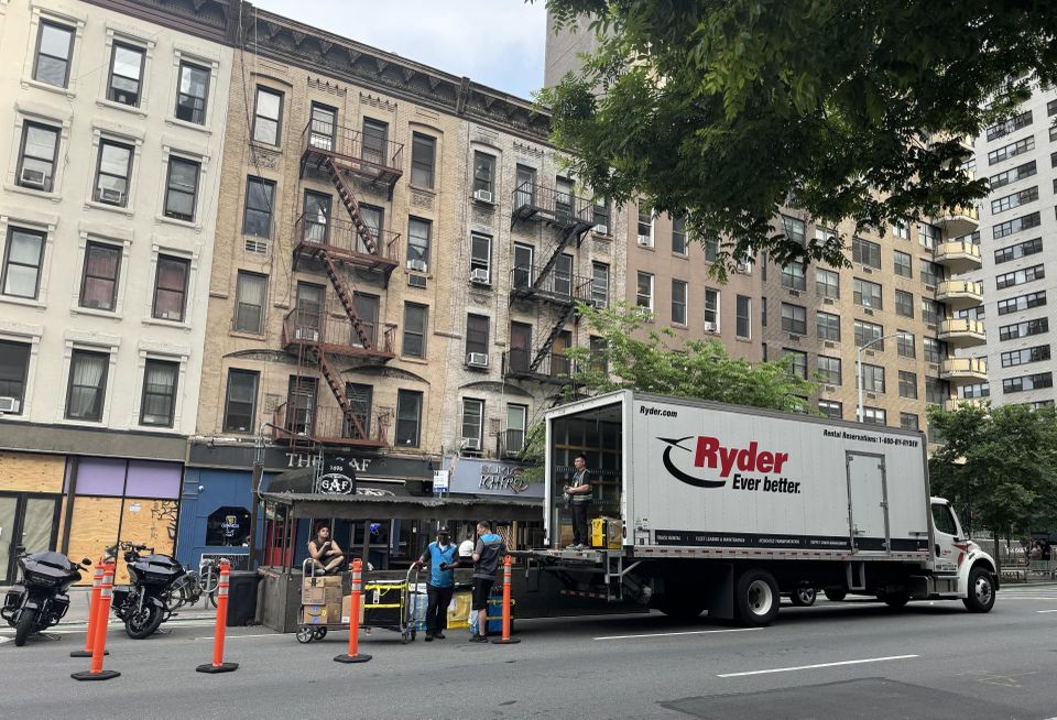 A truck makes deliveries to e-commerce customers in Manhattan.
