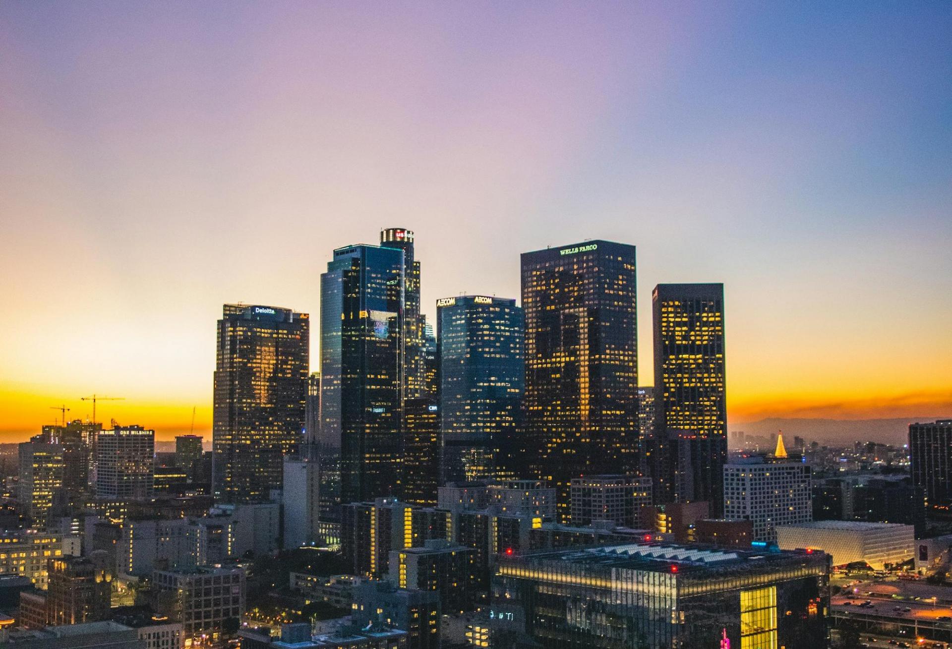 cityscape sunrise los angeles