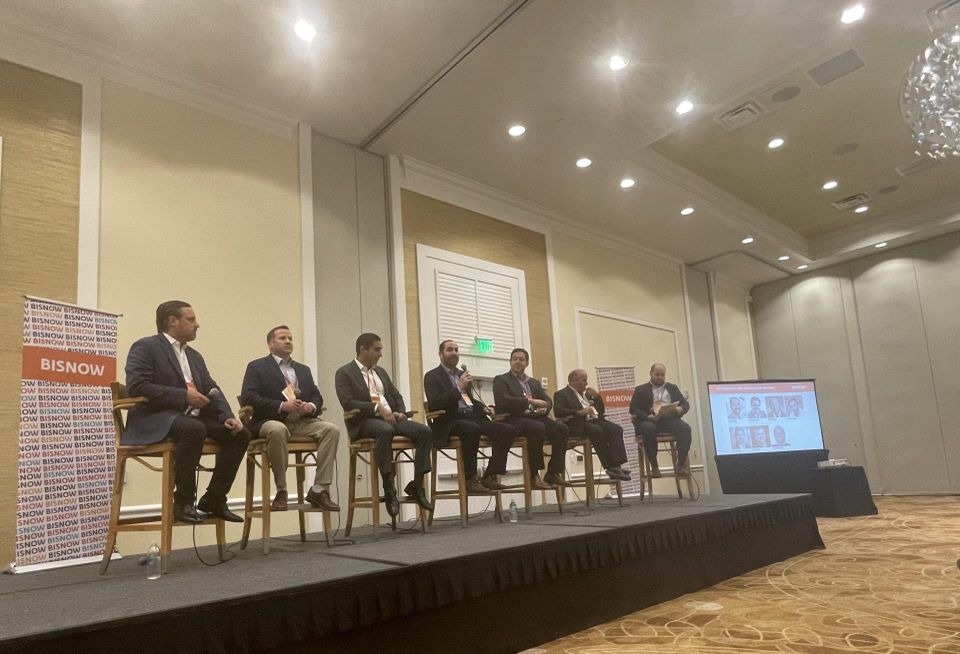 Event participants on stage during the second panel at Bisnow's Multifamily event last week Thursday Nov. 3 in Fort Lauderdale's Margaritaville resort.