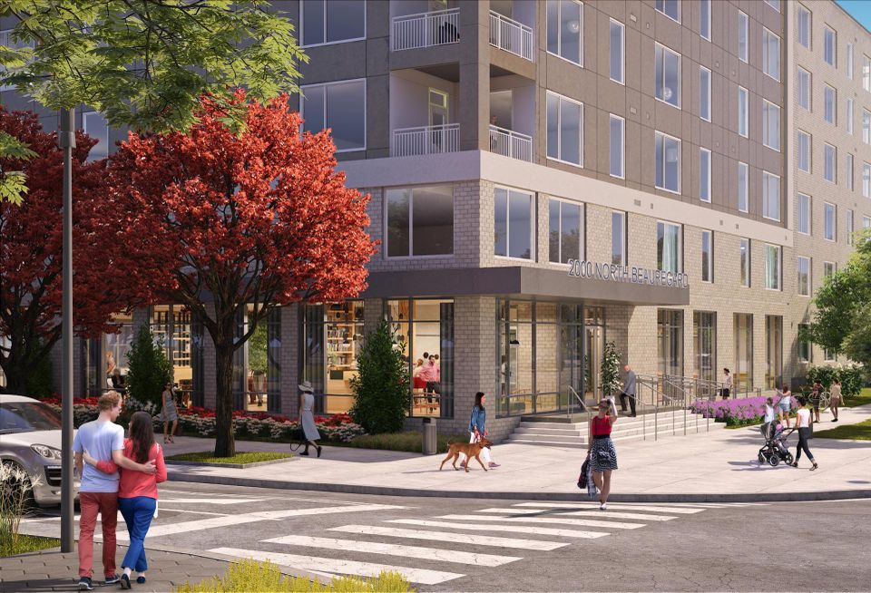Rendering of now-completed multifamily project The Blake