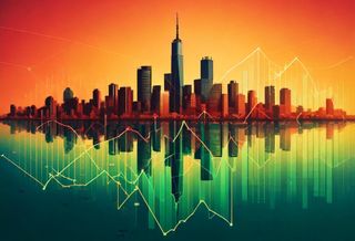 Cityscape mixed with line chart