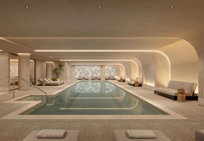A rendering of the pool at 200 Wrey, GFP Real Estate's under-development conversion of 222 Broadway.