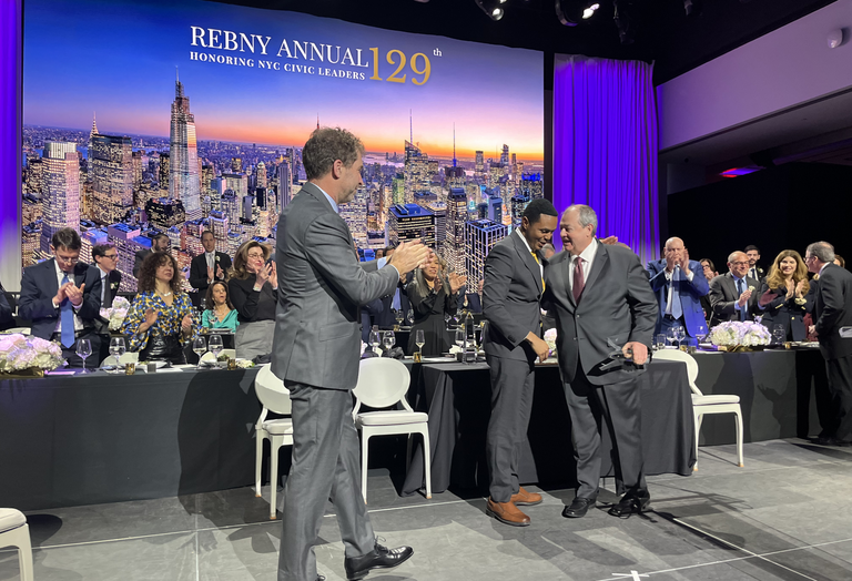 Ritchie Torres, United States Congressman for New York’s 15th Congressional District, being presented the John E. Zuccotti Public Service Award at REBNY's annual gala.