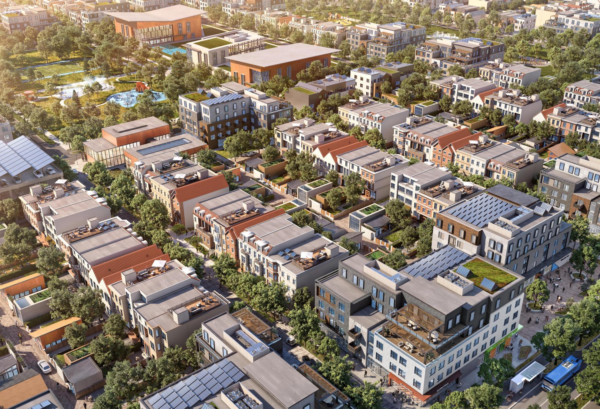 A rendering of California Forever's proposed new city