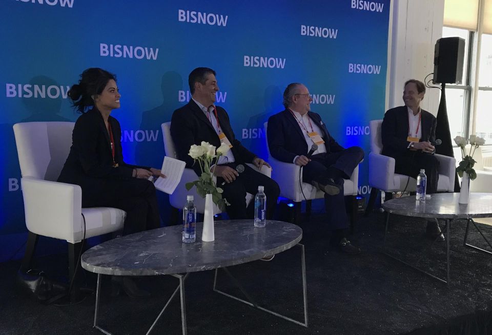 CBRE's Ramneek Rikhy, Newmark's Jonathan Fanuzzi, RXR's Bill Elder and Tishman Speyer's Gus Field at Bisnow's NYC State Of The Office Market event in May 2022.