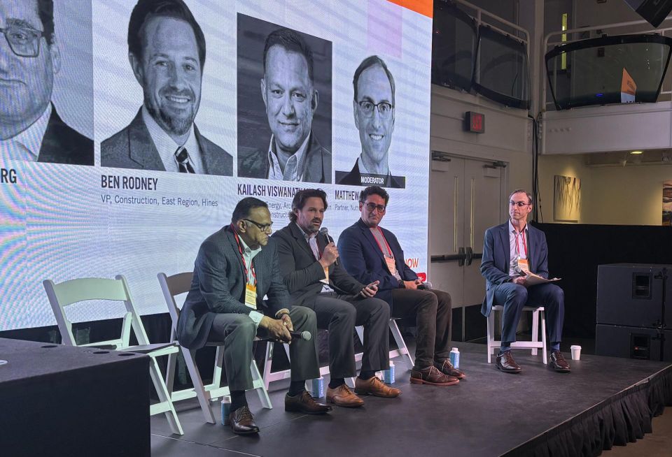 Consigli Construction Co.'s Kailash Viswanathan, Hines' Ben Rodney, Trammell Crow's Mark Shraiberg and Nutter's Matthew Connolly.