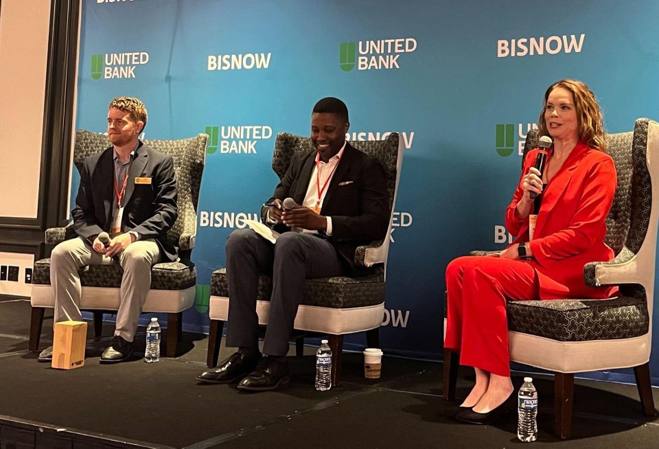 WoodWorks’ John O’Donald II, Gensler’s Vaki Mawema and VicinityEnergy’s Pamela Labarta at Bisnow’s Baltimore State of the Market event.