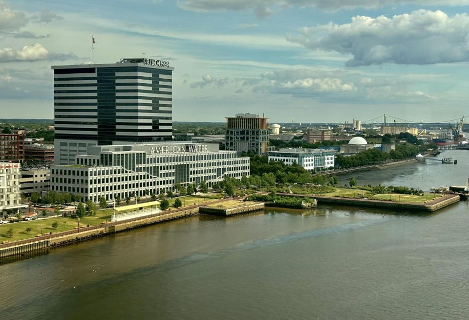 The Camden, New Jersey waterfront featuring the American Water building.