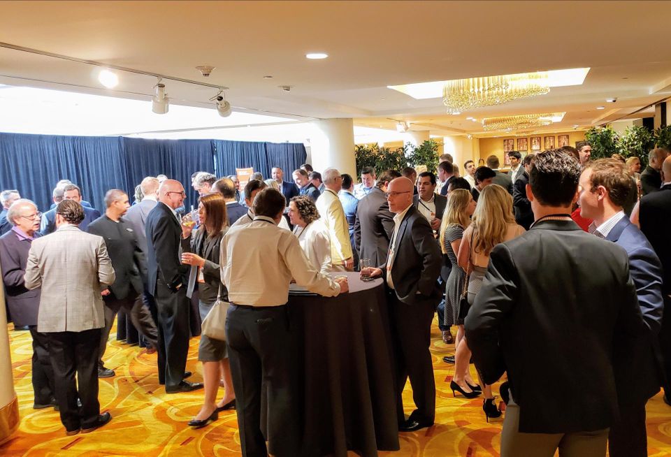 Attendees network at Bisnow's Southern California Industrial & Logistics Summit Aug. 20 at The L.A. Grand Hotel Downtown in Los Angeles