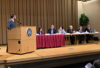 Develop LLC founder Steve Glickman speaks to a panel of IRS and Department of Treasury officials at an opportunity zone hearing July 9, 2019
