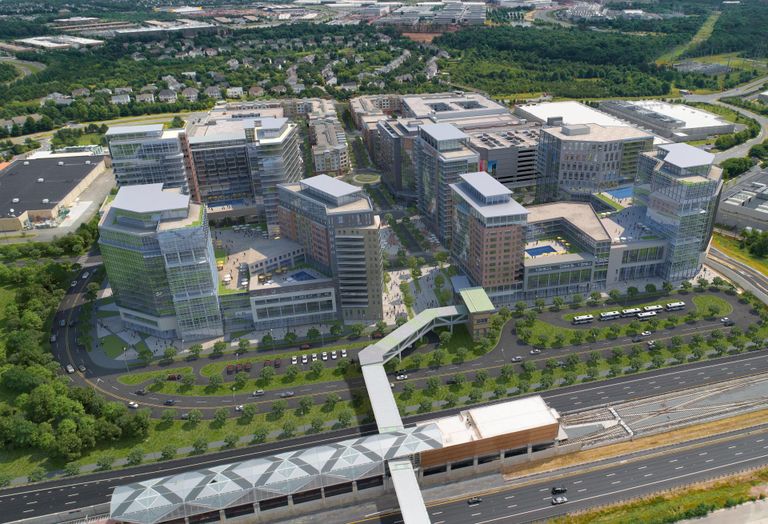A rendering of the Loudoun Station development once complete and connected to the Ashburn Metro stop.