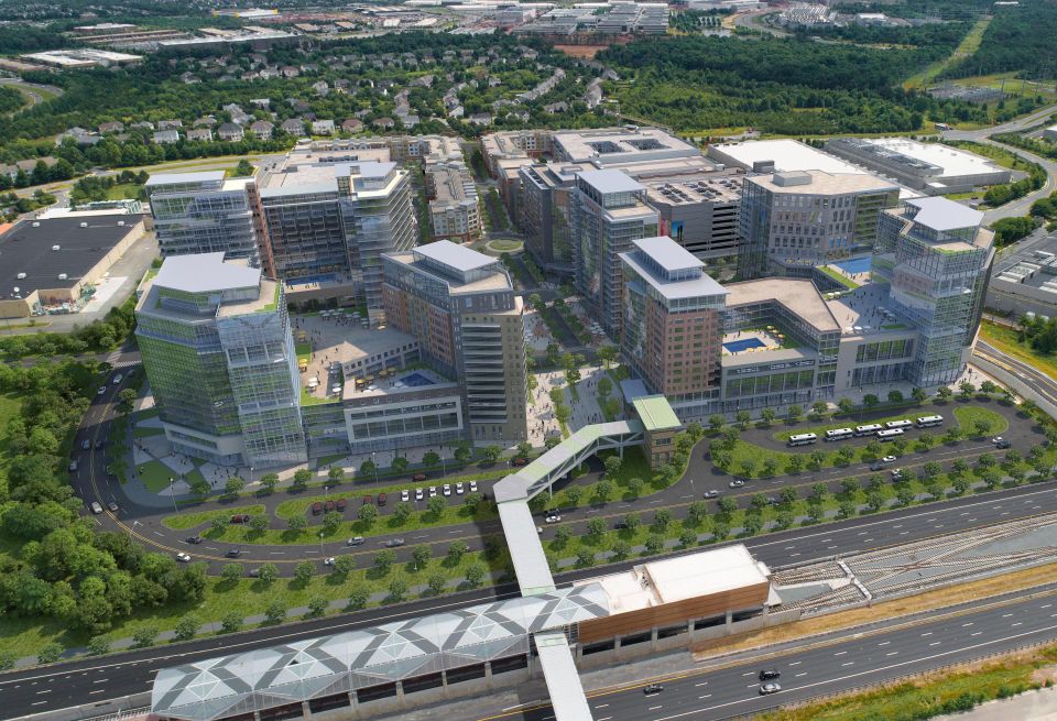 A rendering of the Loudoun Station development once complete and connected to the Ashburn Metro stop.
