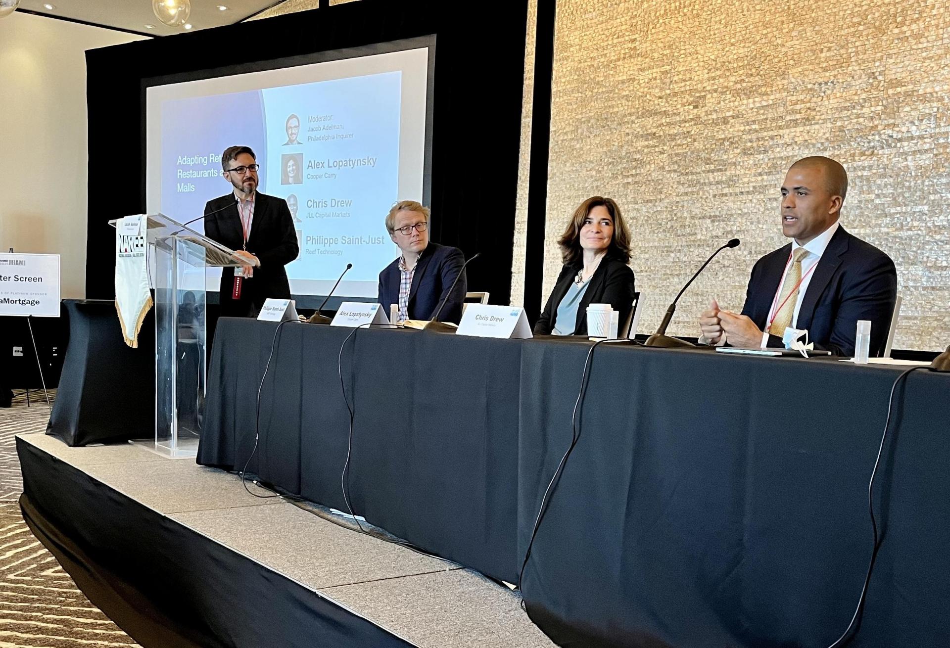 The Philadelphia Inquirer's Jacob Adelman, Reef Technology's Philippe Saint-Just, Cooper Carry's Alex Lopatynsky and JLL's Chris Drew