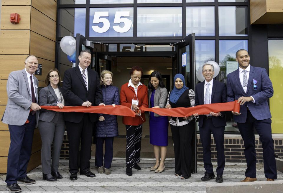 Mayor Michelle Wu came to Nubian Square Monday for the ribbon cutting of the Kenzi at Bartlett Station project.