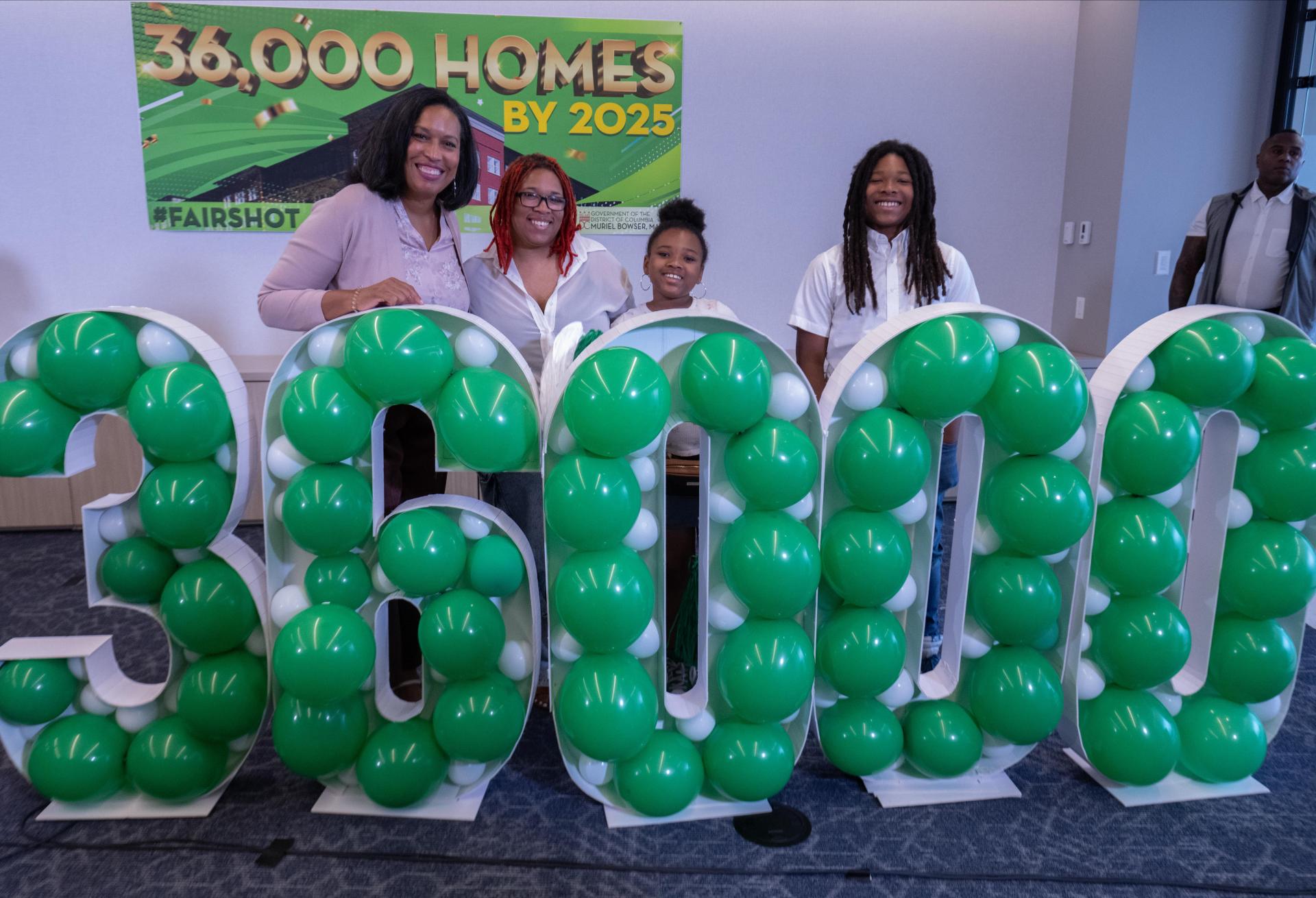 Mayor Muriel Bowser with residents of a new D.C. affordable development, celebrating 36,000 new housing units being delivered between 2019 and 2024.
