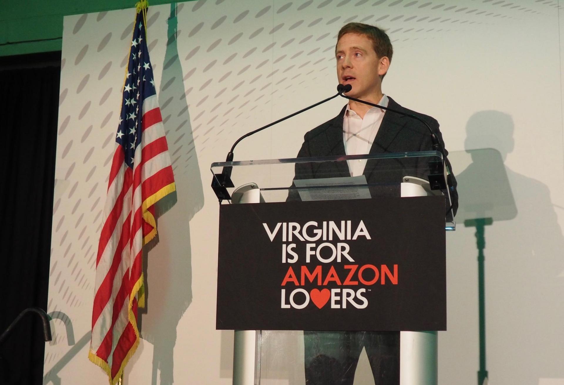 JBG Smith CEO Matt Kelly speaking at November's Amazon HQ2 announcement