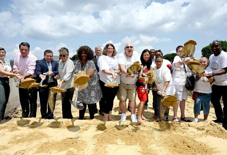 Mayor Michelle Wu and the Boston Housing Authority celebrate the groundbreaking for Phase One of the Bunker Hill Housing redevelopment in Charlestown