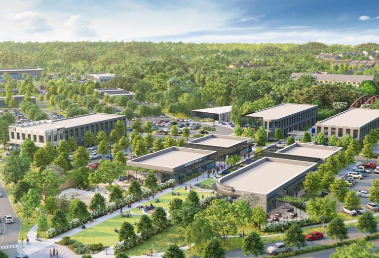 An aerial rendering of the Rivulet project.