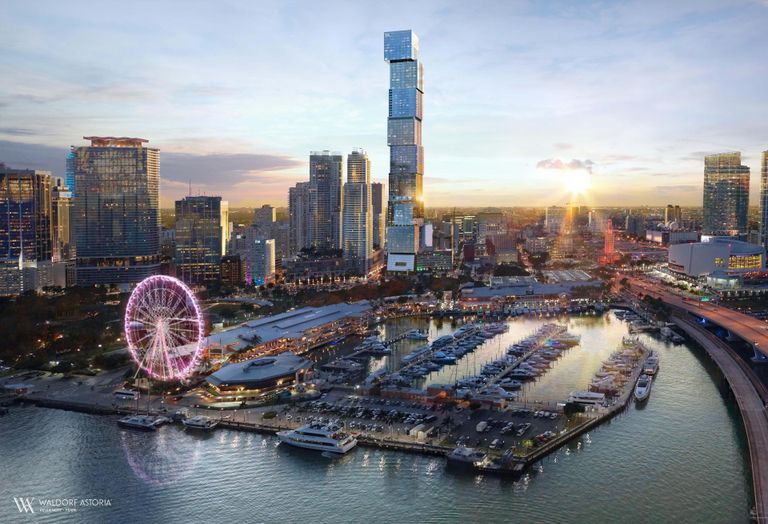 Daytime Renderings of The Waldorf Astoria Hotel & Miami. 