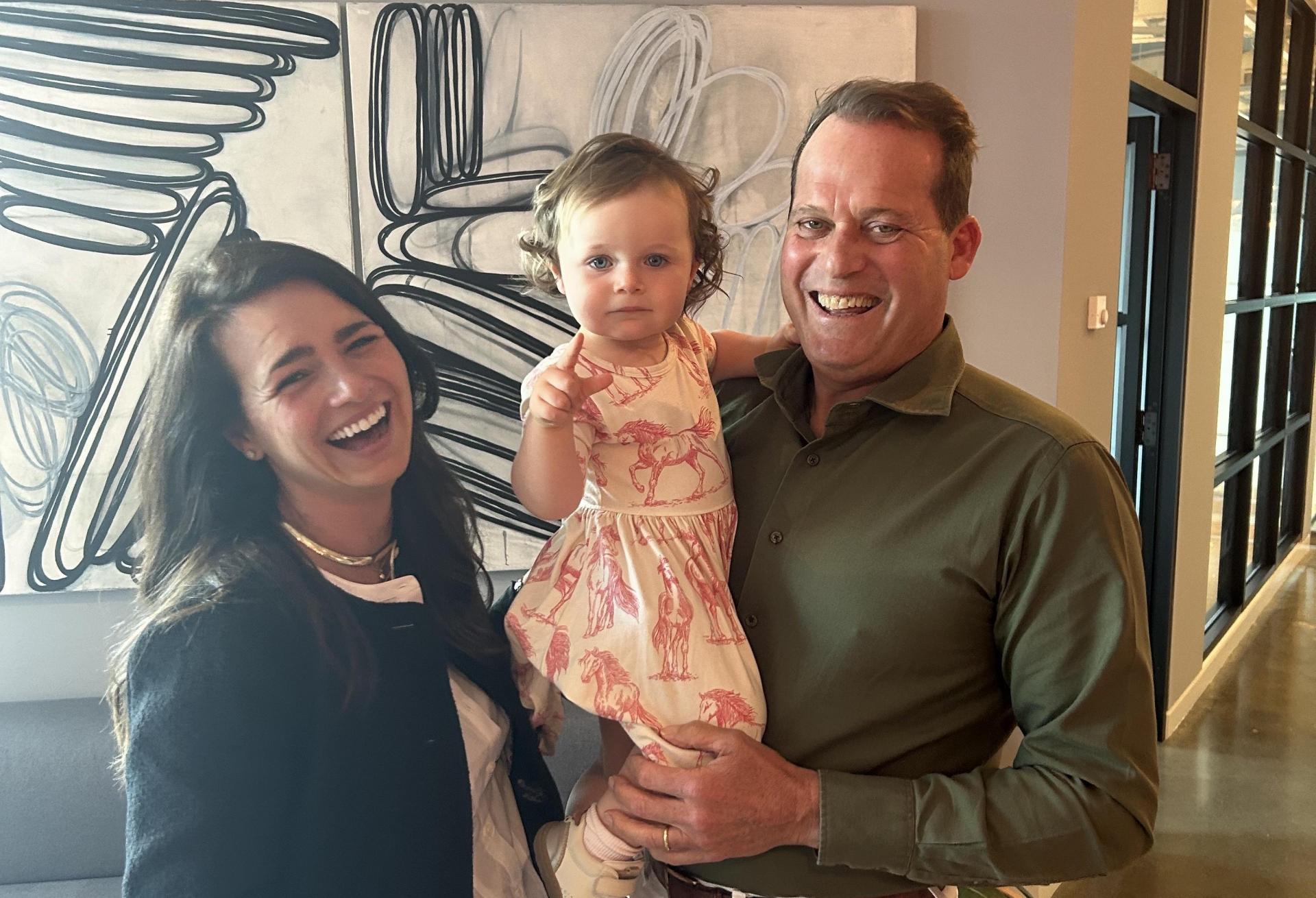 John Dewberry with his daughter, Pippa, and his wife, Jaimie.