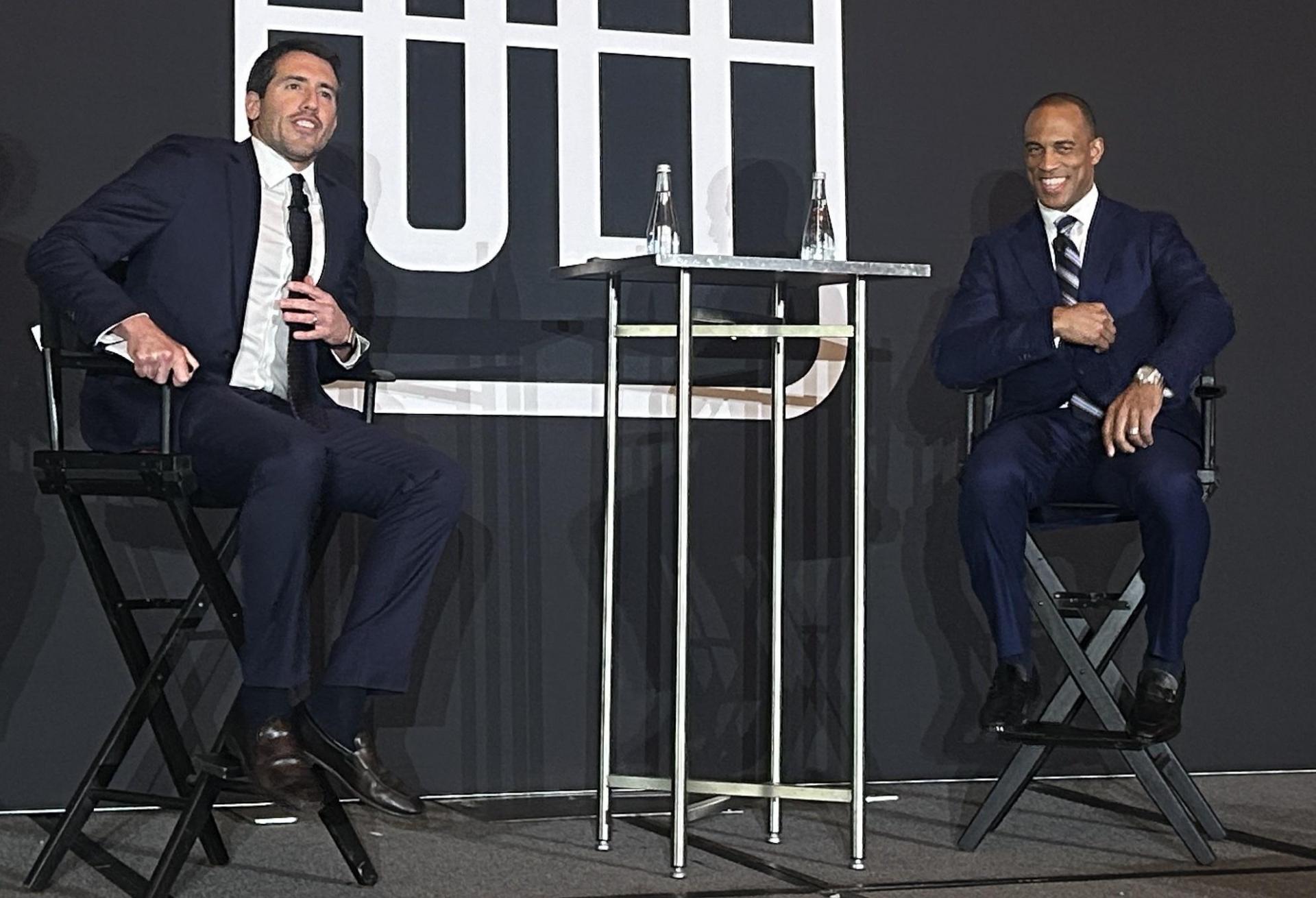Falcone Group COO Alfonso Costa Jr. and HUD Secretary Scott Turner speak at ULI's 2025 Miami Symposium.