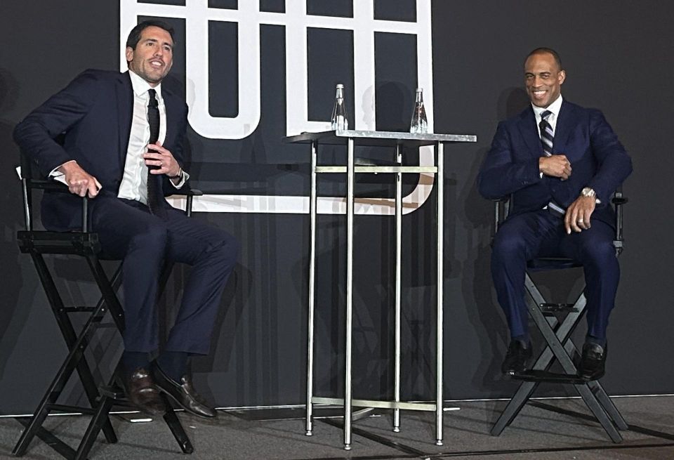 Falcone Group COO Alfonso Costa Jr. and HUD Secretary Scott Turner speak at ULI's 2025 Miami Symposium.